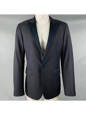 CALVIN KLEIN COLLECTION Size 38 Black Wool Peak Lapel Sport Coat